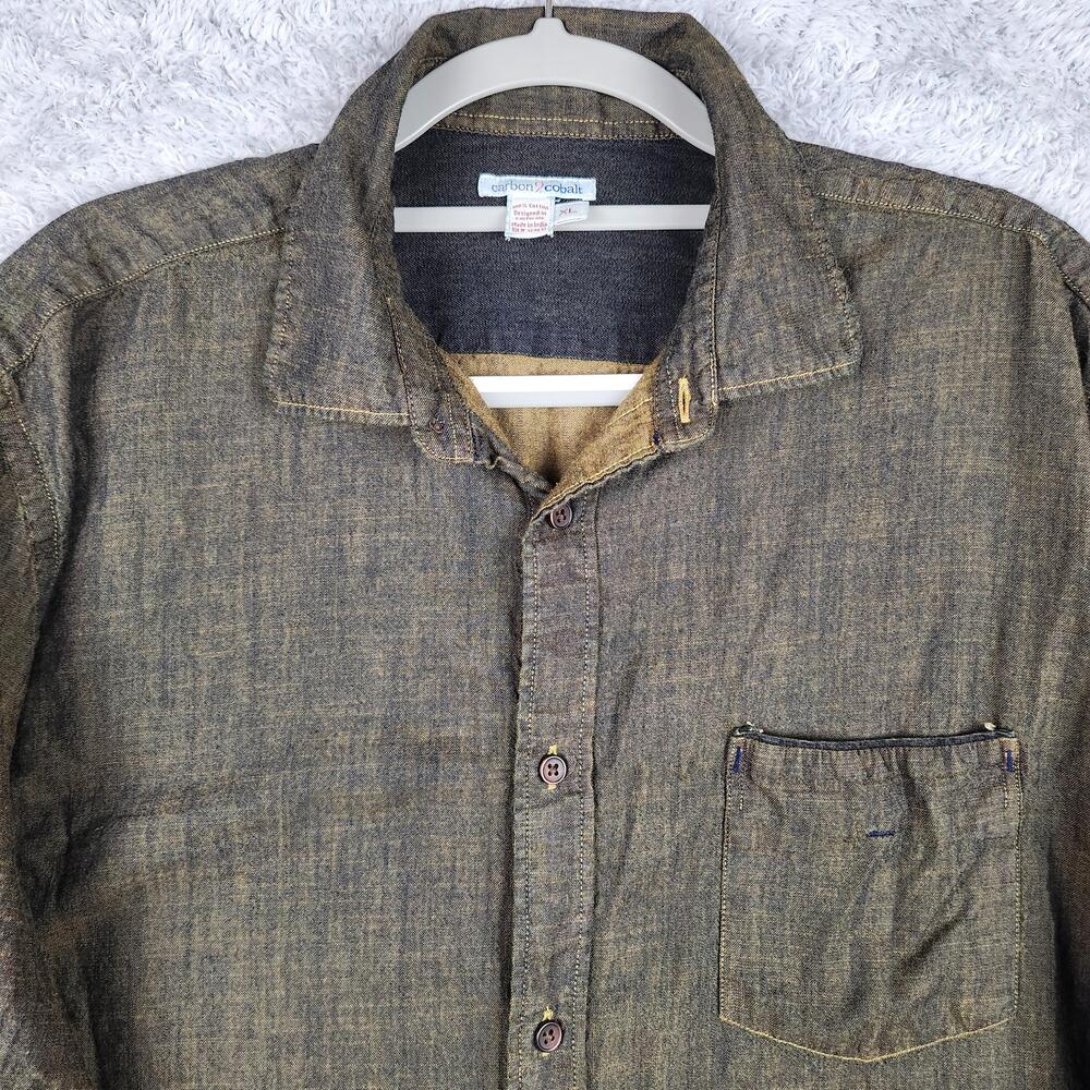 Carbon2cobalt Shirt Mens XL Brown Textured Cotton Button Long Sleeve Preppy